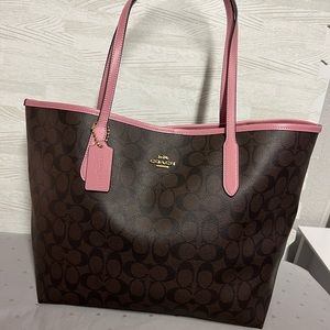 Coach Sig City Tote Brown/True Pink